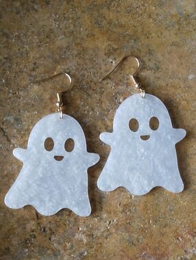 Cute Sparkle White Ghost Cut Out Earrings